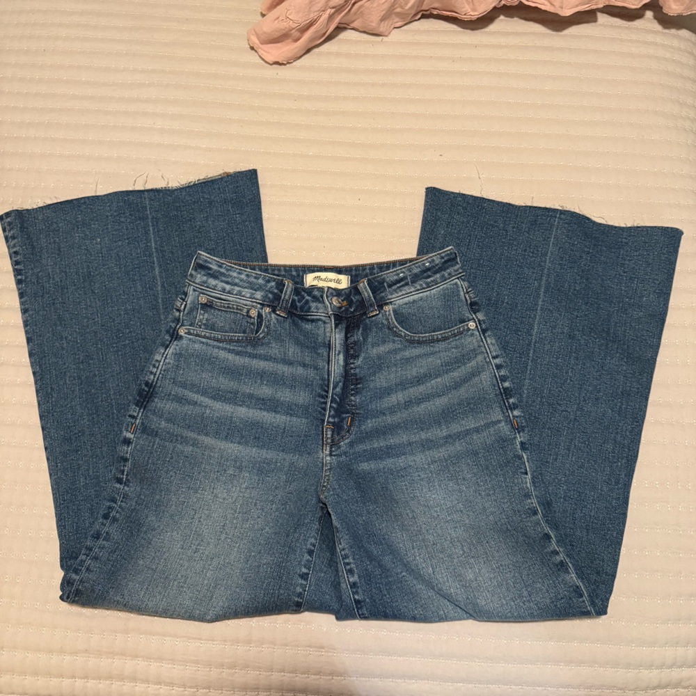 Madewell Medium Blue Denim Wide-Leg Flare Jeans